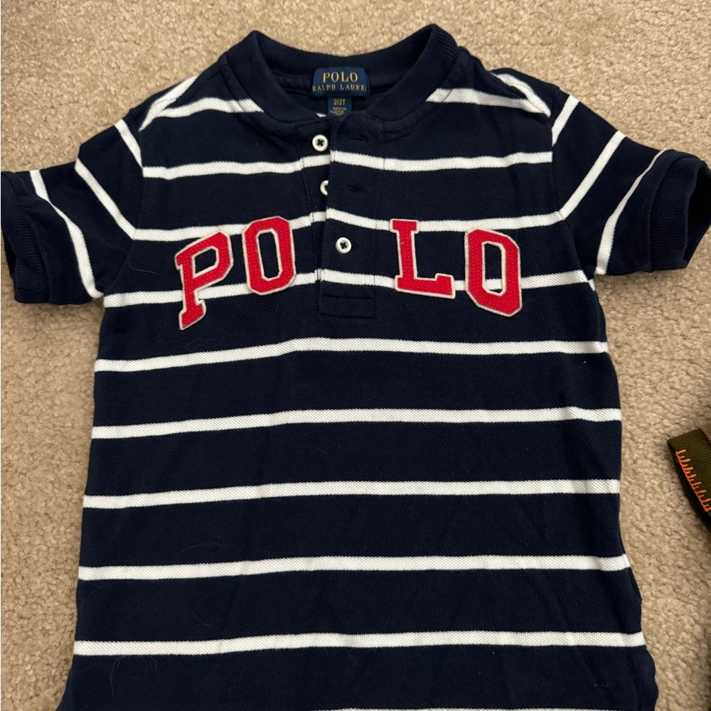 Polo by Ralph Lauren Navy Blue Striped Kids Shirt